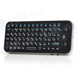 Ipazzport KP-810-16A Mini Wireless 78-Key Russian + English Keyboard w/ Air Mouse - Black + Silver